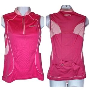Craft pink sleeveless cycling 1/4 zip cycling jersey size medium